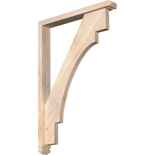 Ekena Millwork Merced Arts and Crafts Smooth Bracket w/ Offset Brace, Douglas Fir, 3 1/2"W x 26"D x 38"H BKT0402X26X38MRC03SDF - main